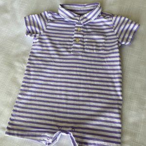 Primary Onesie Purple and White Striped 12-18 mos